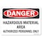 Signmission OSHA Danger Sign, 7" Height, 10" Width, Rigid Plastic, Hazardous Material Authorizd, Landscape OS-DS-P-710-L-19384 - alternate 1